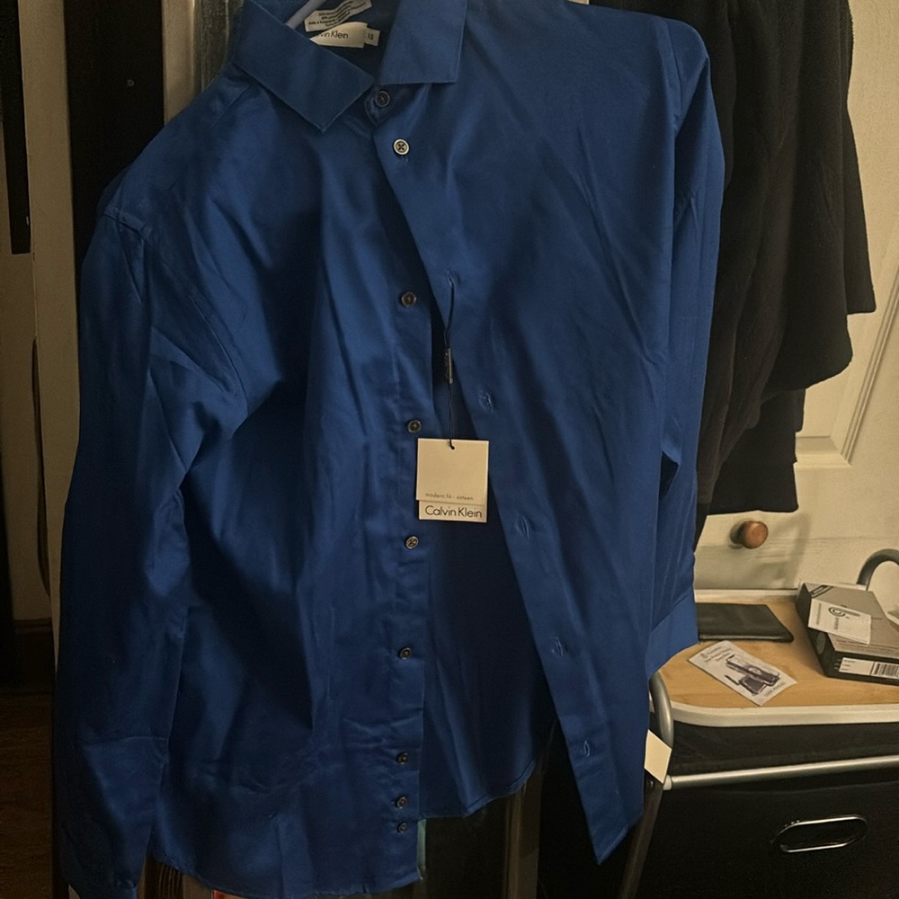 Blue Calvin Klein dress shirt